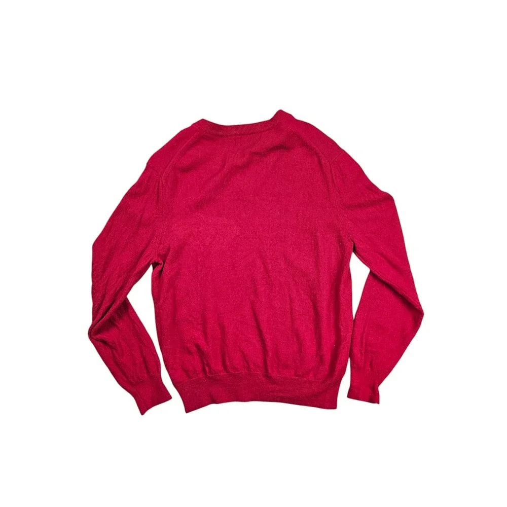 Express Design Studio Italian Merino Wool Sweater Mens Size Medium Red V-Neck‎